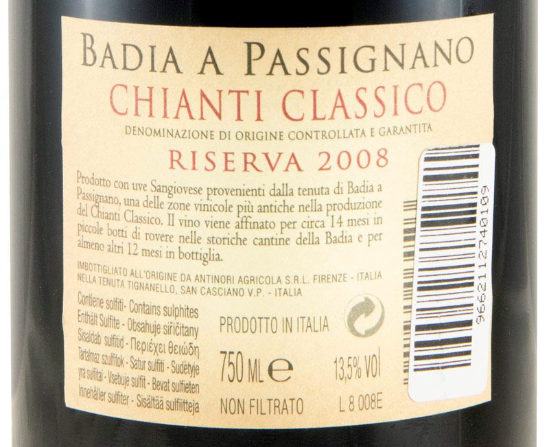 2008 Badia a Passignano Chianti Classico Riserva tinto