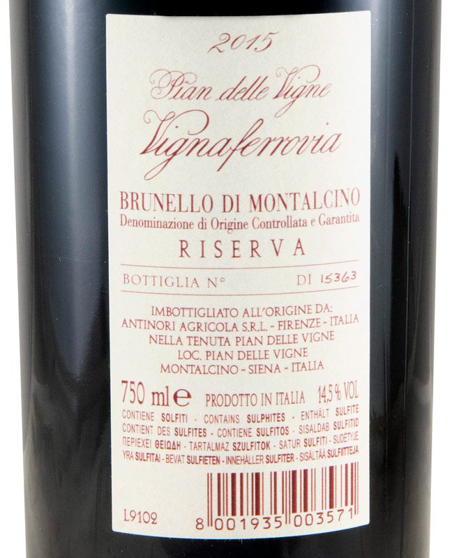 2015 Pian delle Vigne Vignaferrovia Riserva Brunello di Montalcino tinto