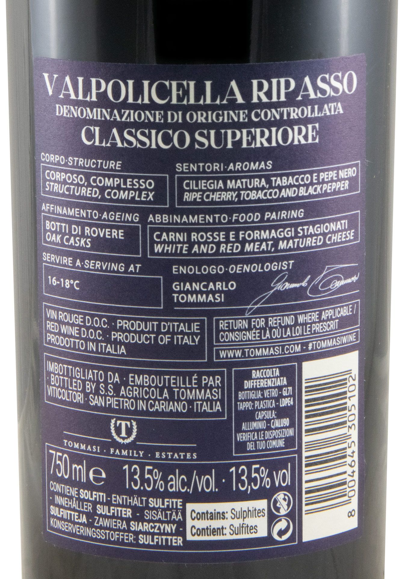 2022 Tommasi Ripasso Valpolicella Classico Superiore tinto