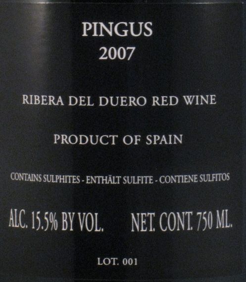 2007 Dominio de Pingus Ribera del Duero red