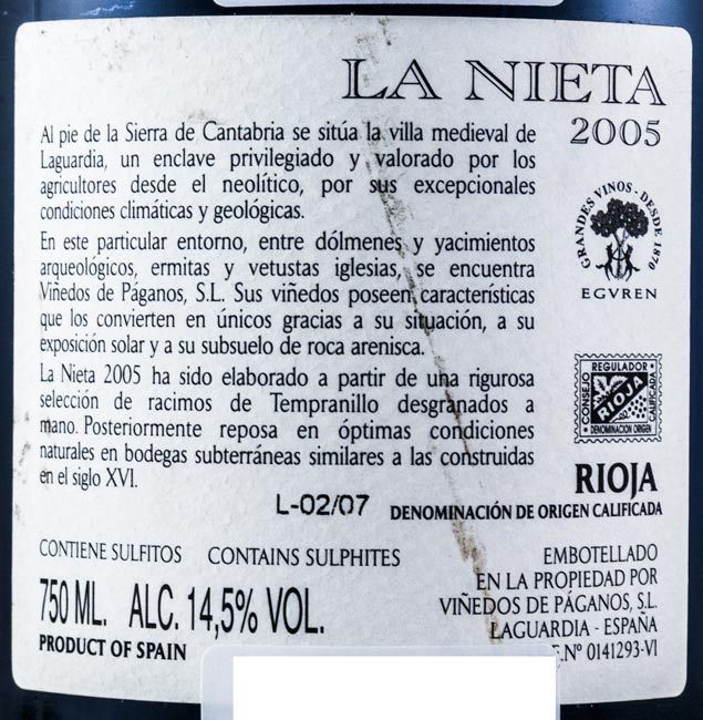 2005 Vinedos de Paganos La Nieta Rioja tinto