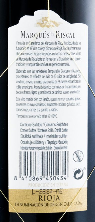 2012 Marqués de Riscal Reserva Rioja red 1.5L