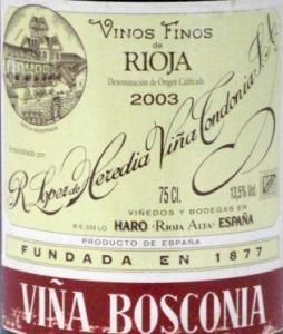 2003 López de Heredia Viña Bosconia Reserva tinto