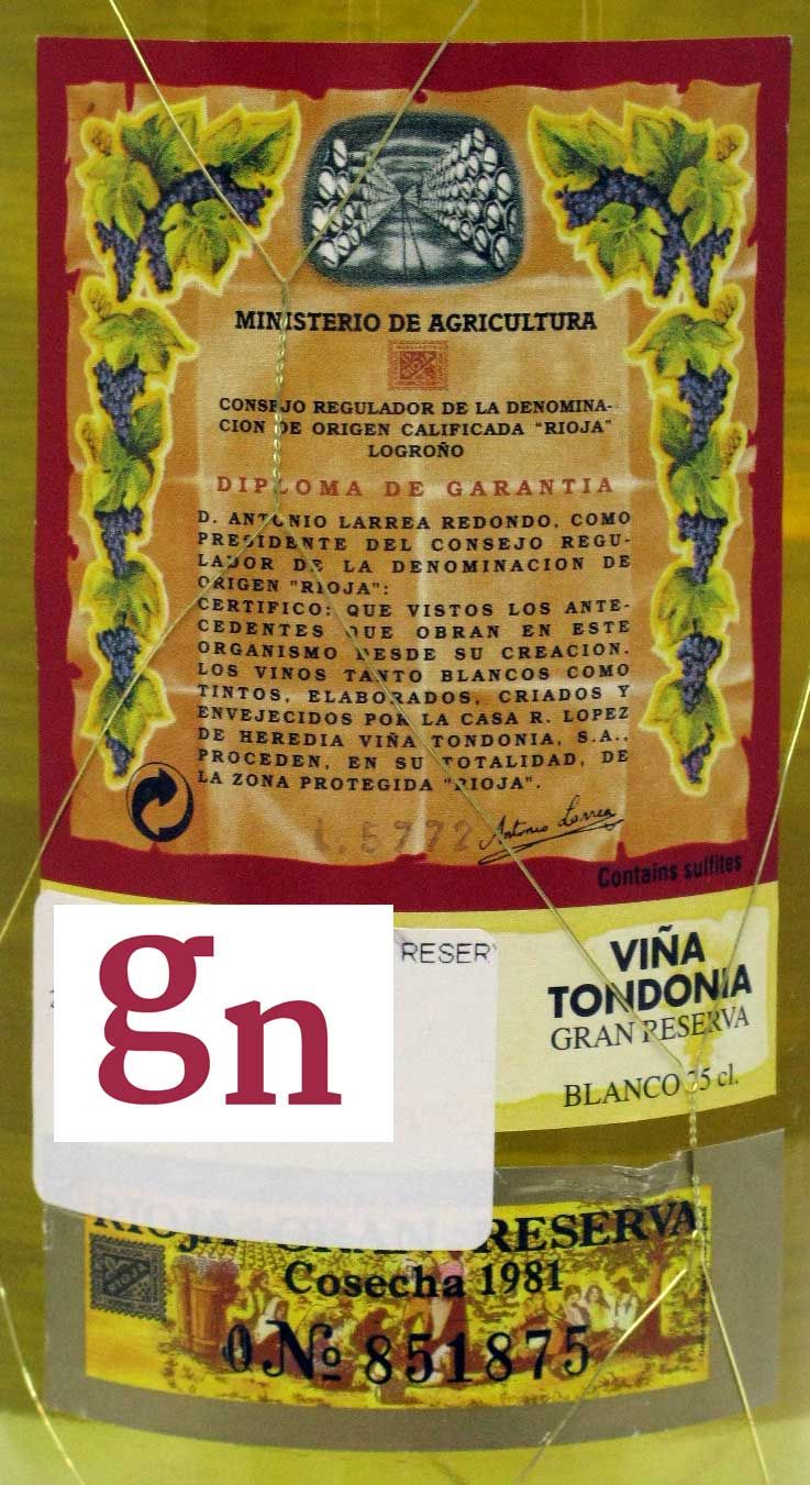 1981 López de Heredia Viña Tondonia Gran Reserva branco