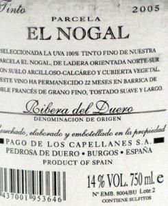 2005 Pago de los Capellanes el Nogal Ribera del Duero tinto