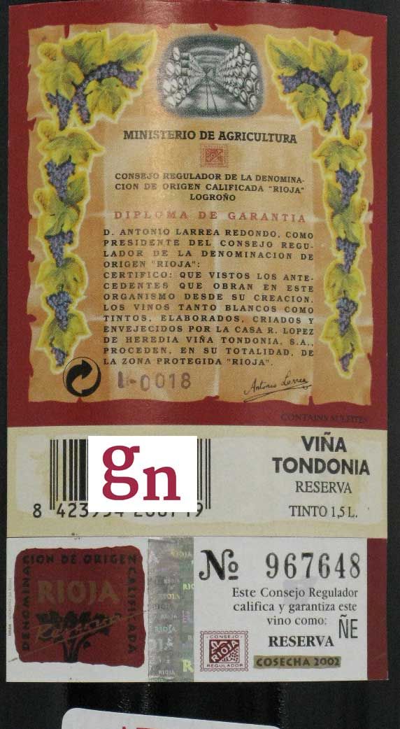 2002 López de Heredia Viña Tondonia Reserva tinto 1,5L