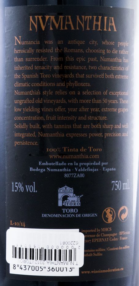 2012 Bodegas Numanthia Toro red
