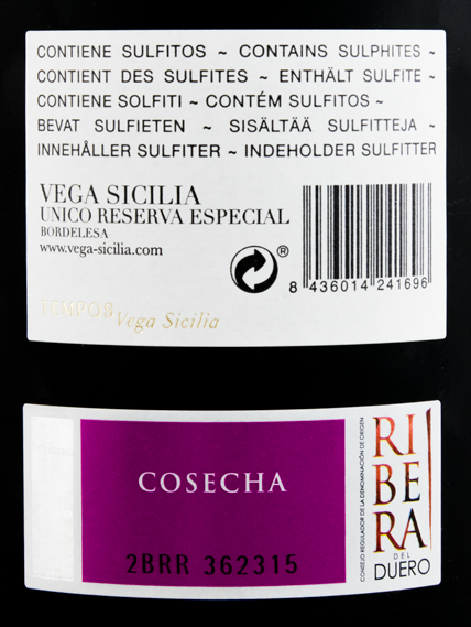 2017 Vega-Sicilia Unico Reserva Especial Ribera del Duero tinto