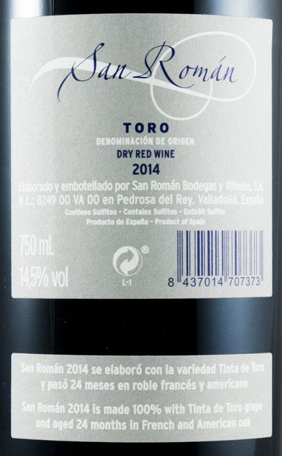2014 Bodegas San Román Toro red