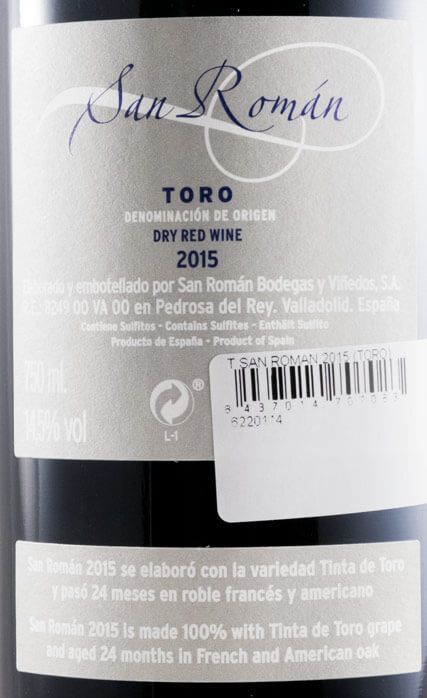 2015 Bodegas San Román Toro tinto