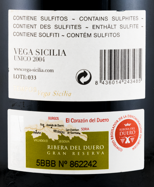 2004 Vega-Sicilia Unico Ribera del Duero red