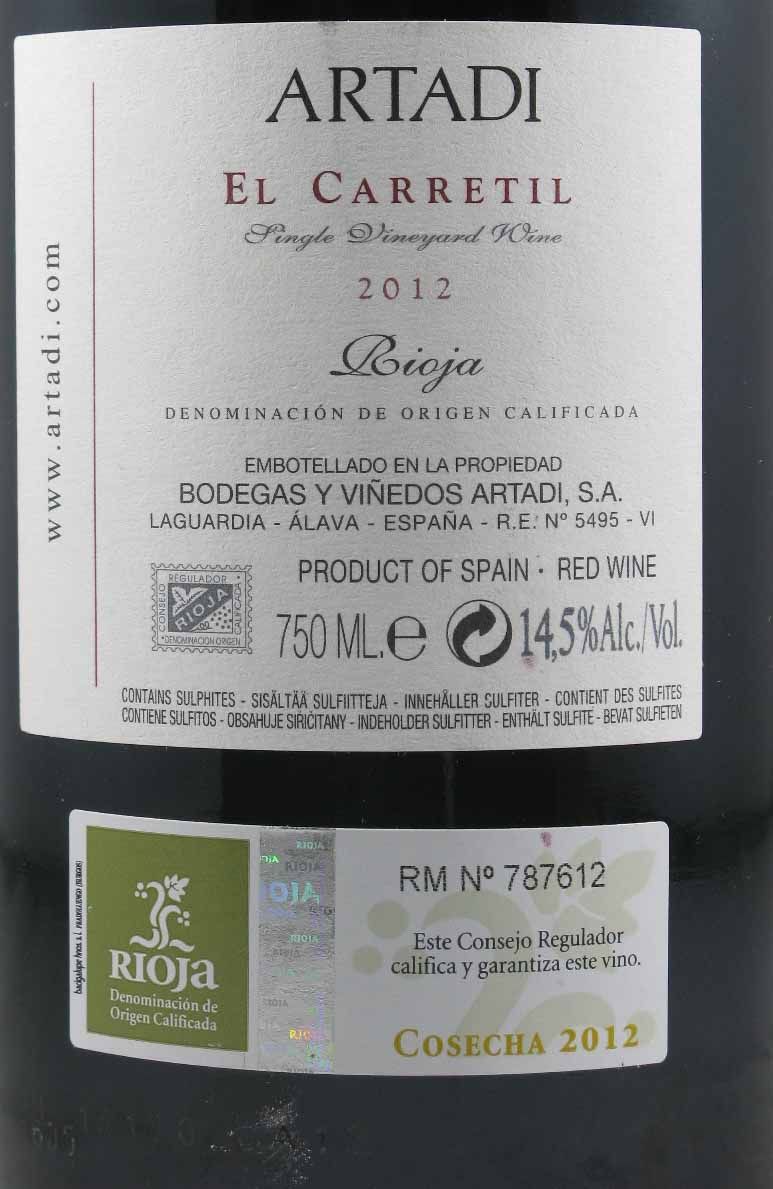 2012 Artadi El Carretil Rioja tinto