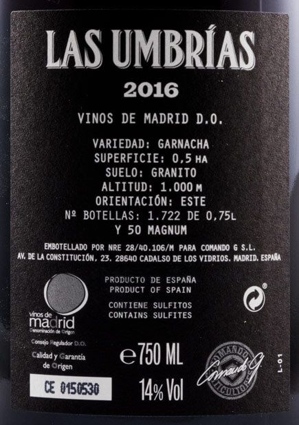 2016 Comando G Las Umbrías Vinos de Madrid tinto