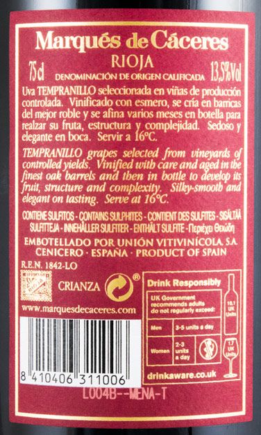 2014 Marqués de Cáceres Crianza Rioja tinto