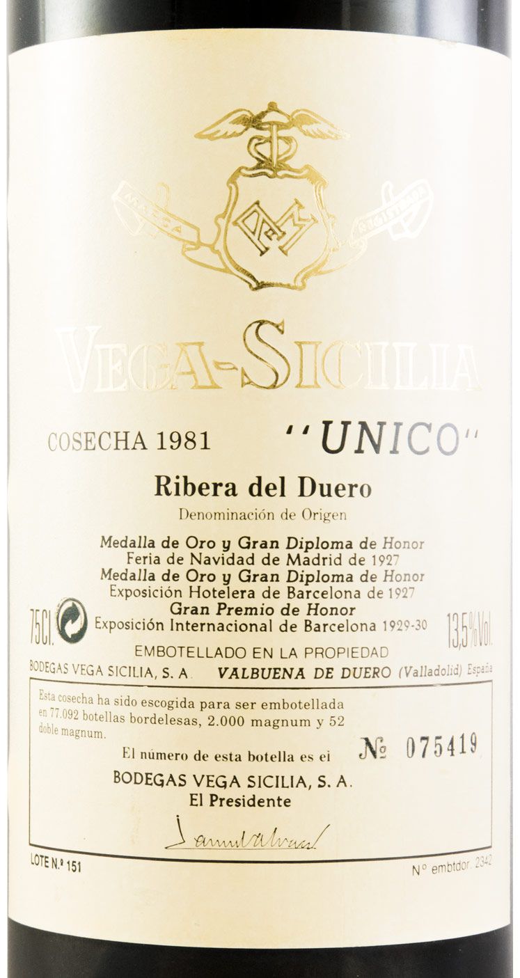 1981 Vega-Sicilia Unico Ribera del Duero tinto
