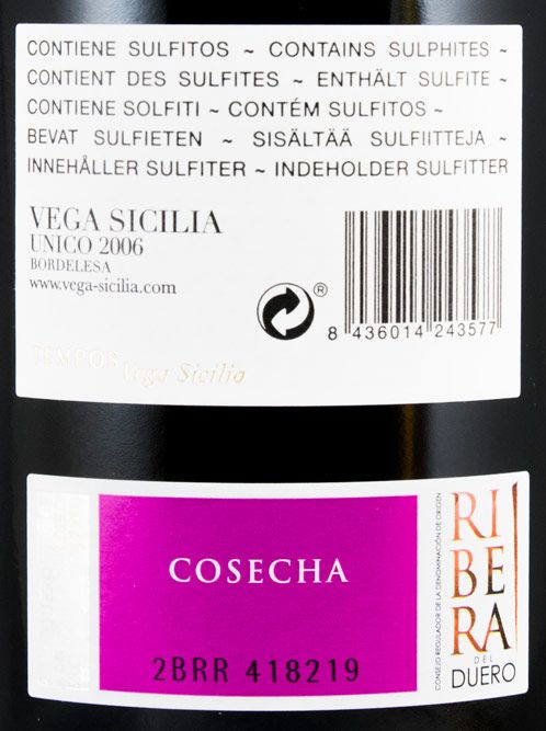 2006 Vega-Sicilia Unico Ribera del Duero red