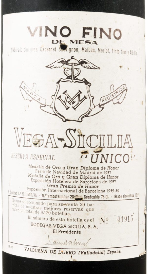 1986 Vega-Sicilia Unico Reserva Especial Ribera del Duero tinto