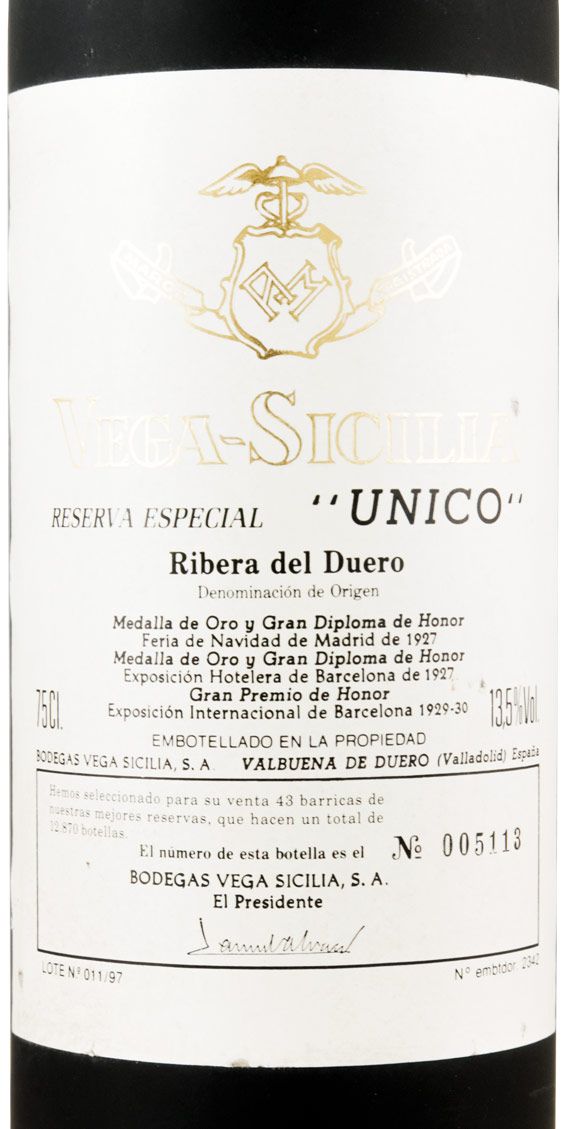 1997 Vega-Sicilia Unico Reserva Especial Ribera del Duero tinto