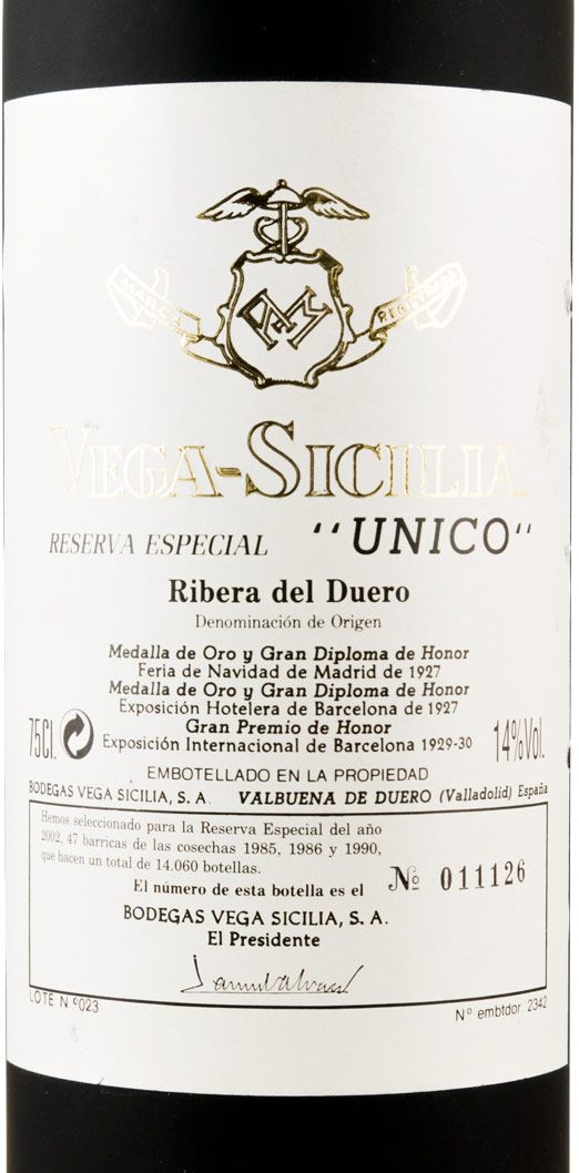 2002 Vega-Sicilia Unico Reserva Especial Ribera del Duero tinto