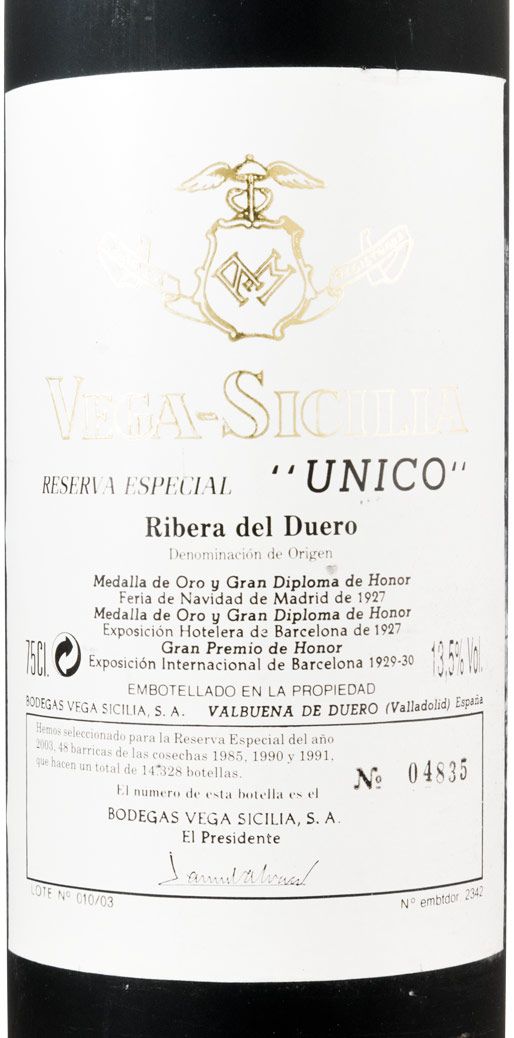 2003 Vega-Sicilia Unico Reserva Especial Ribera del Duero tinto