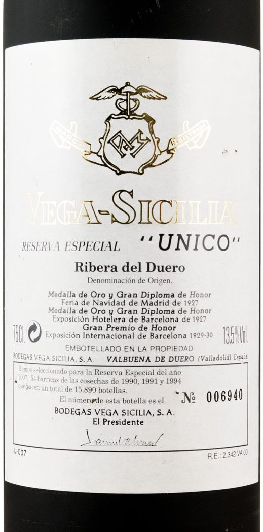 2007 Vega-Sicilia Unico Reserva Especial Ribera del Duero tinto