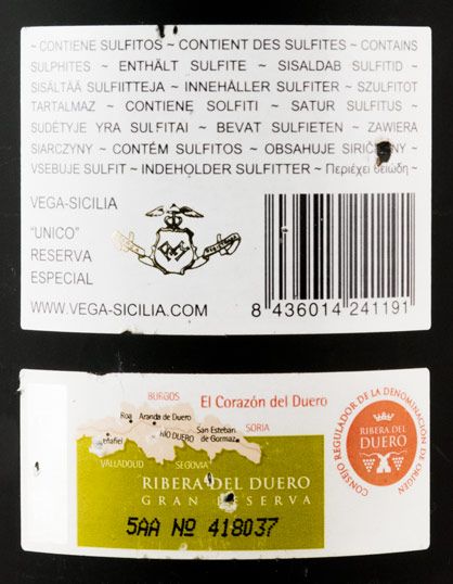 2007 Vega-Sicilia Unico Reserva Especial Ribera del Duero tinto