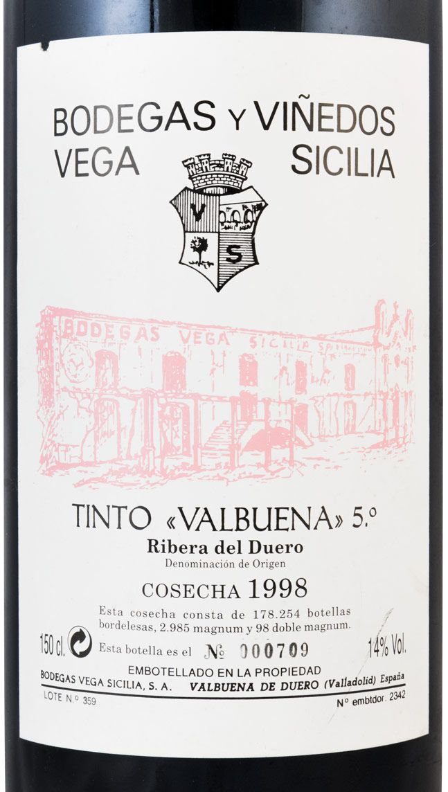 1998 Vega-Sicilia Valbuena 5º Ribera del Duero tinto 1,5L