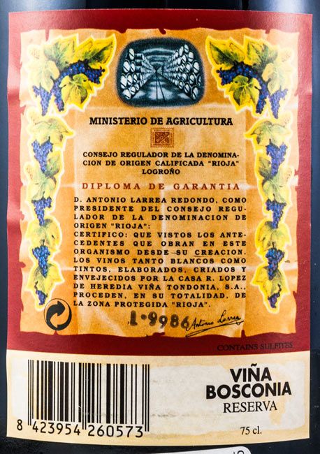 2004 López de Heredia Viña Bosconia Reserva tinto