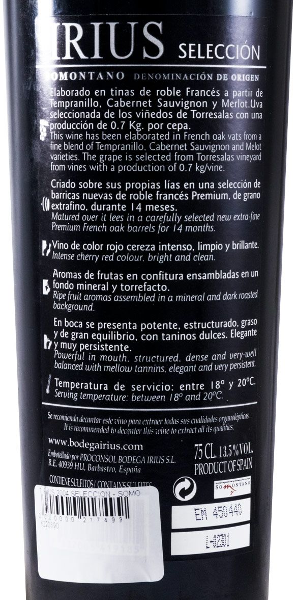 2004 Irius Selección Somontano tinto