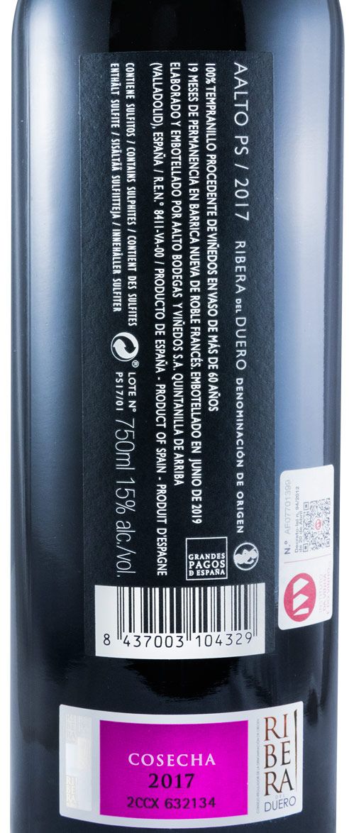 2017 Bodegas Aalto PS Ribera del Duero red