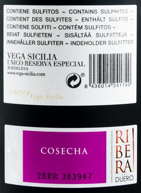 2018 Vega-Sicilia Unico Reserva Especial Ribera del Duero red