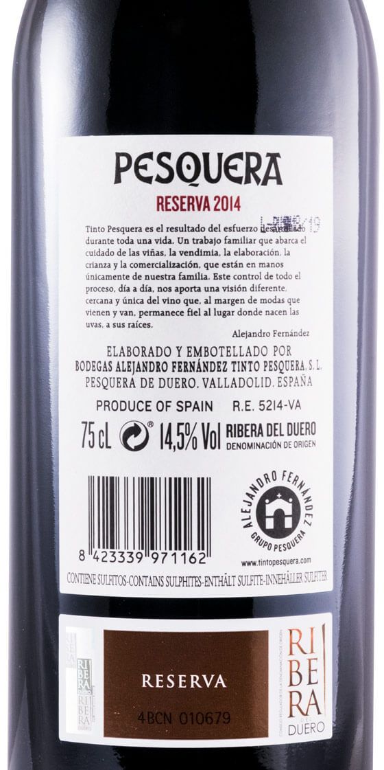 2014 Pesquera Reserva Ribeira del Duero tinto