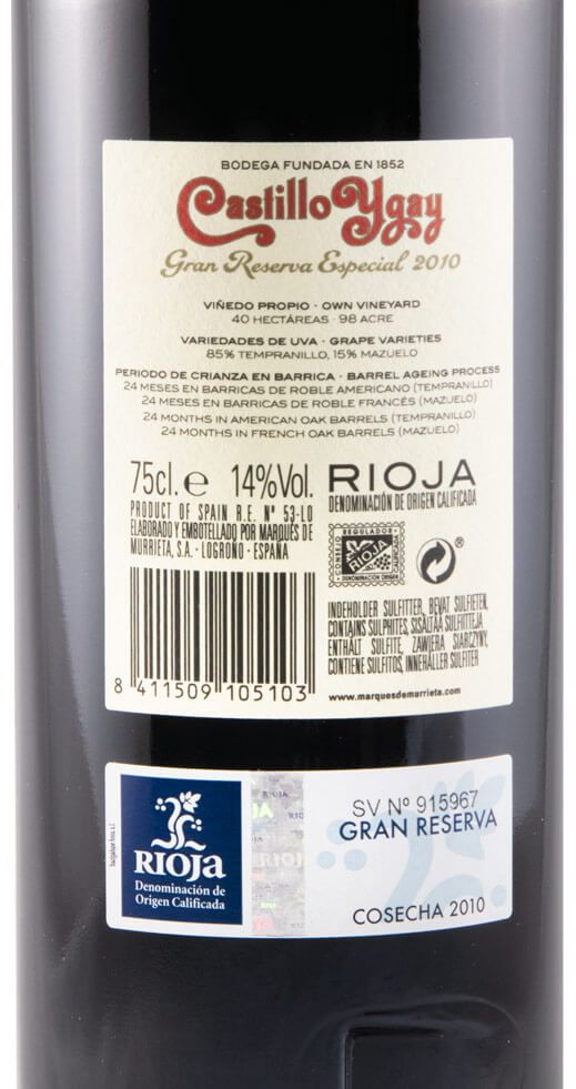 2010 Marqués de Murrieta Castillo Ygay Gran Reserva Especial Rioja tinto