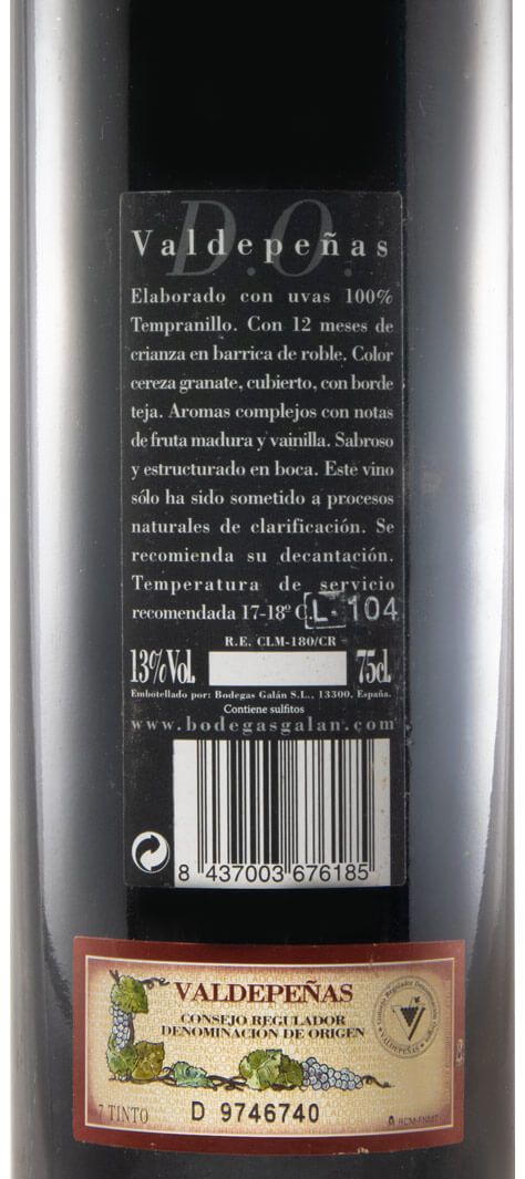 2002 Bodegas Galan Vina Luparia Reserva tinto