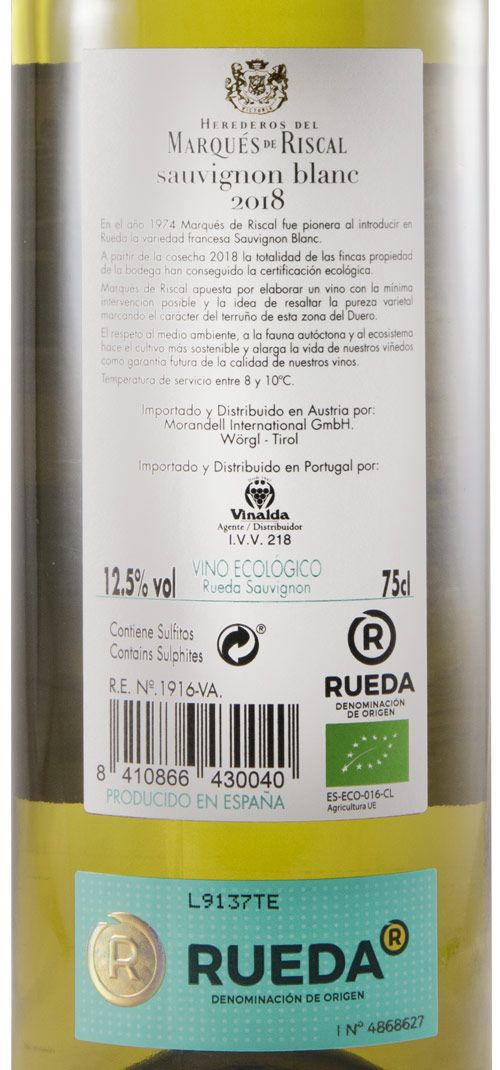 2018 Marqués de Riscal Sauvignon Blanc Rioja white