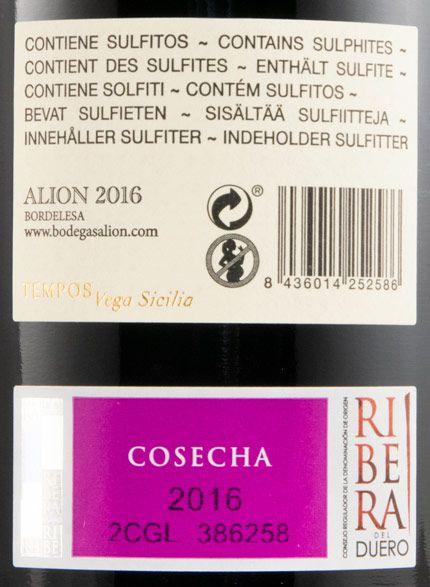 2016 Alión Cosecha Ribera del Duero tinto
