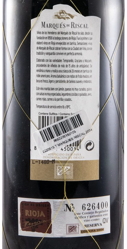 2004 Marqués de Riscal Reserva Rioja red