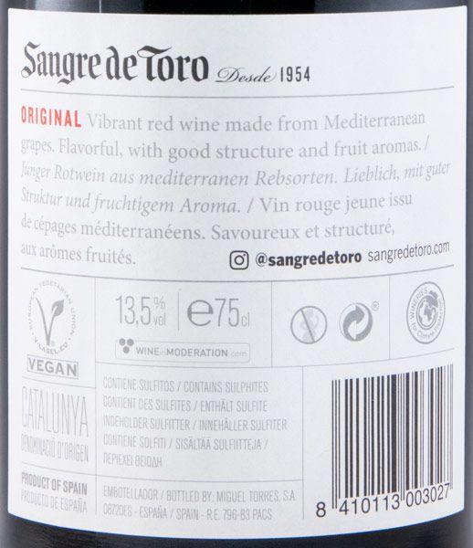 2018 Torres Sangre de Toro Original red