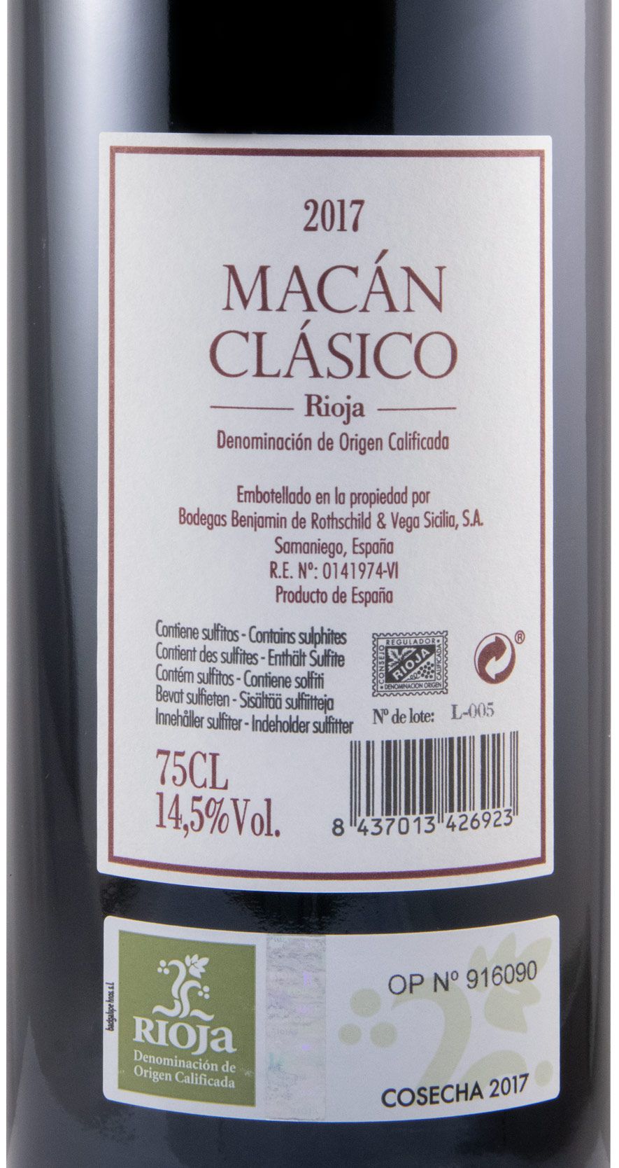 2017 Benjamin de Rothschild & Vega-Sicilia Macán Clásico Rioja tinto
