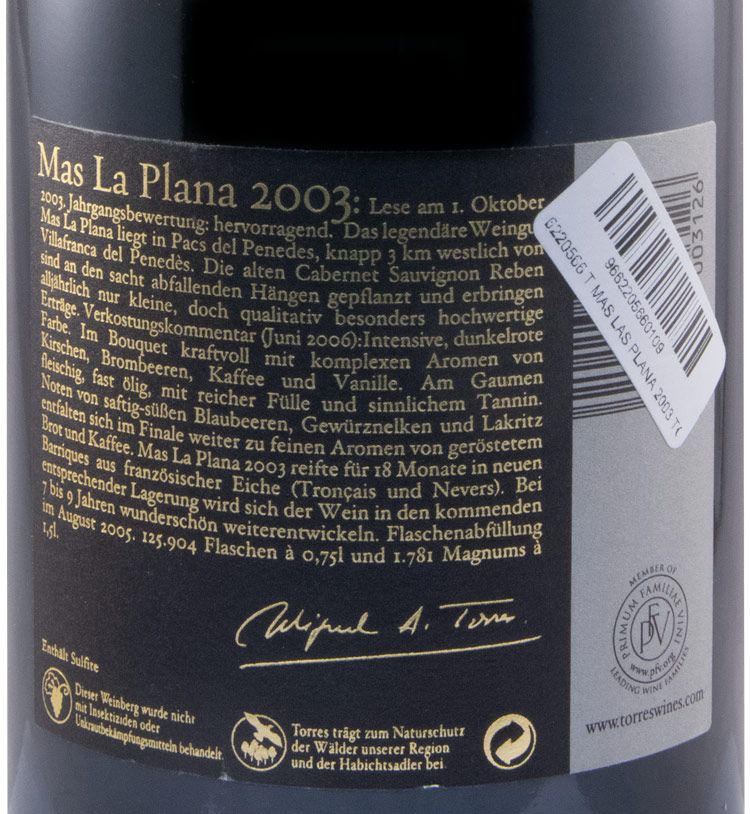 2003 Torres Mas La Plana Penedès red