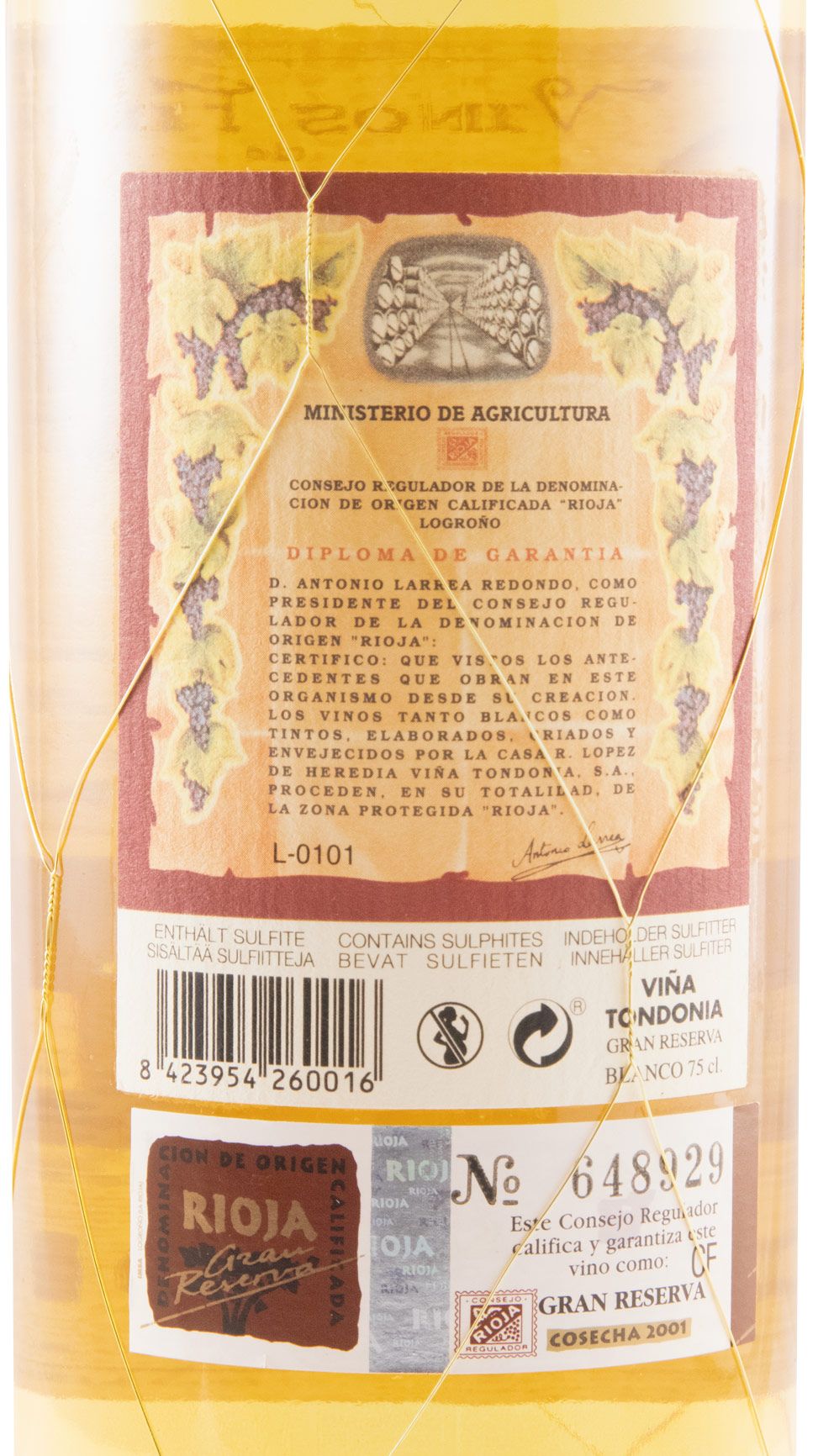 2001 López de Heredia Viña Tondonia Gran Reserva white