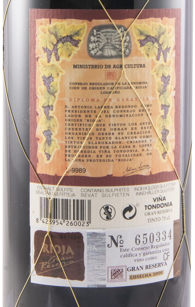 2001 López de Heredia Viña Tondonia Gran Reserva tinto