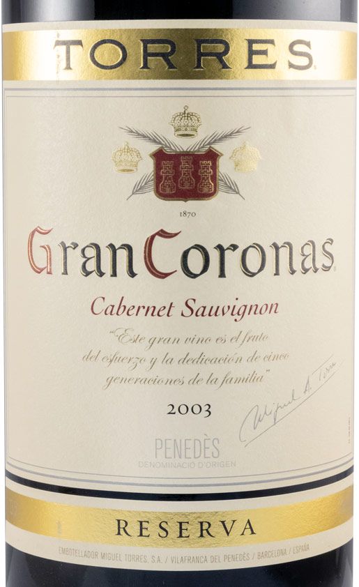 2003 Torres Gran Coronas Reserva Cabernet Sauvignon red 1.5L