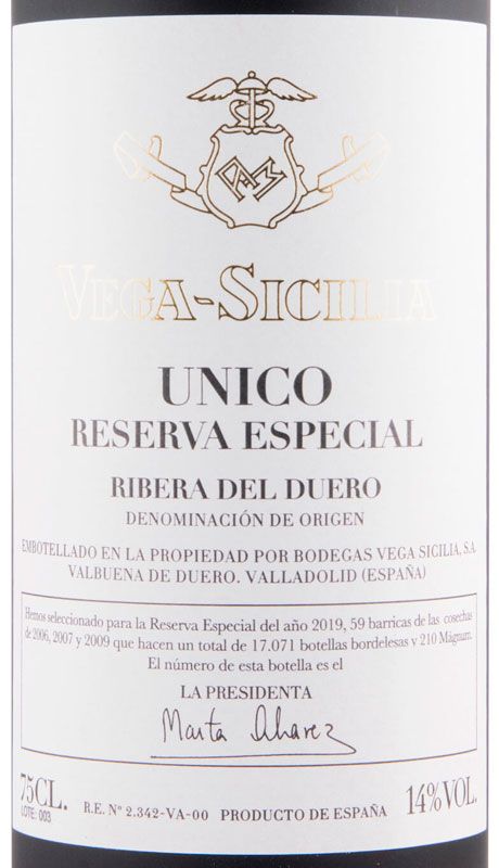 Vega-Sicilia Unico Reserva Especial Ribera del Duero 2019 Release tinto