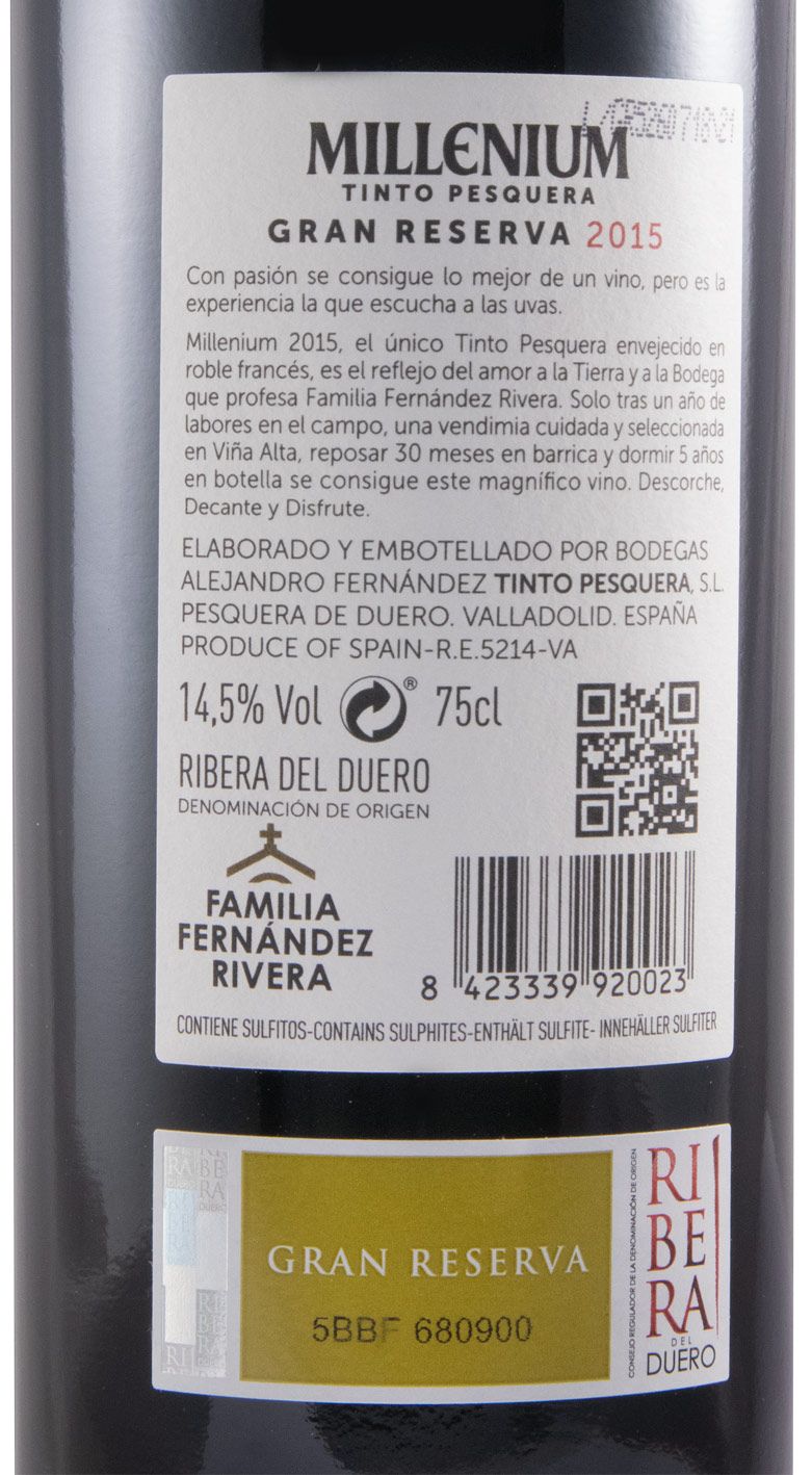 2015 Pesquera Millenium Gran Reserva Ribeira del Duero tinto