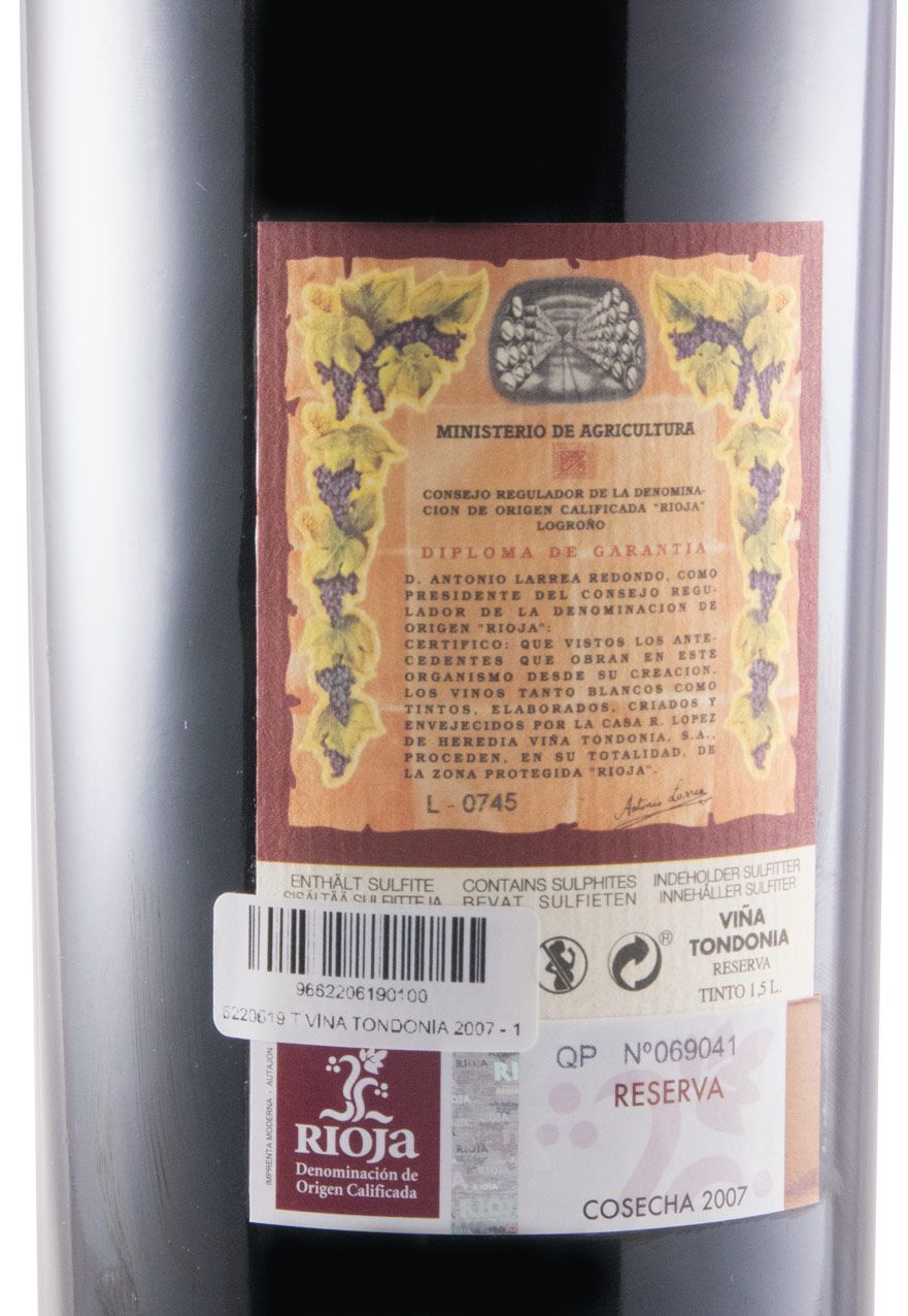 2007 López de Heredia Viña Tondonia Reserva Rioja tinto 1,5L