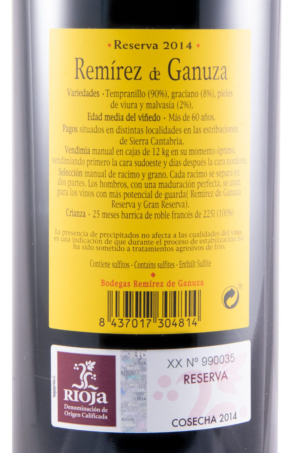 2014 Remírez de Ganuza Reserva Rioja tinto