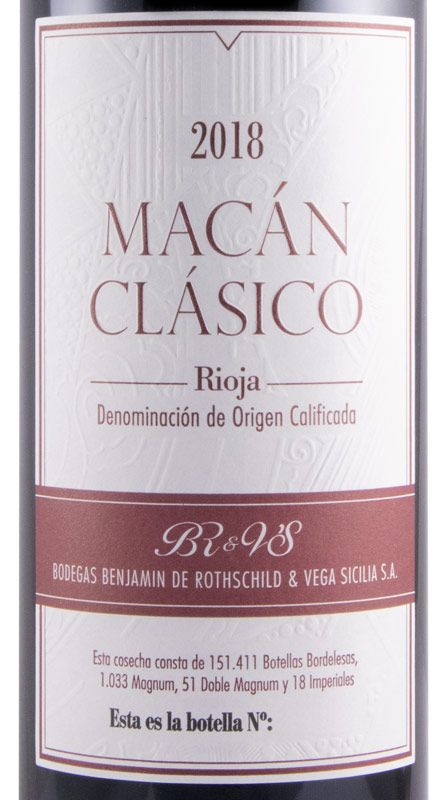 2018 Benjamin Rothschild & Veja-Sicilia Macán Clasico Rioja tinto