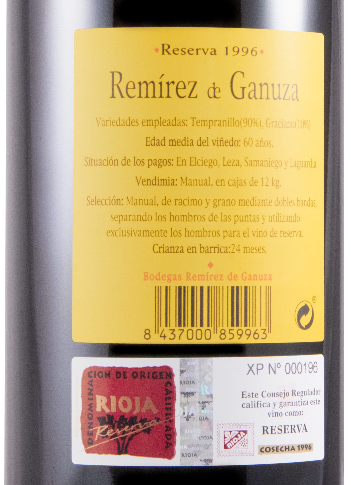 1996 Remírez de Ganuza Reserva Rioja tinto
