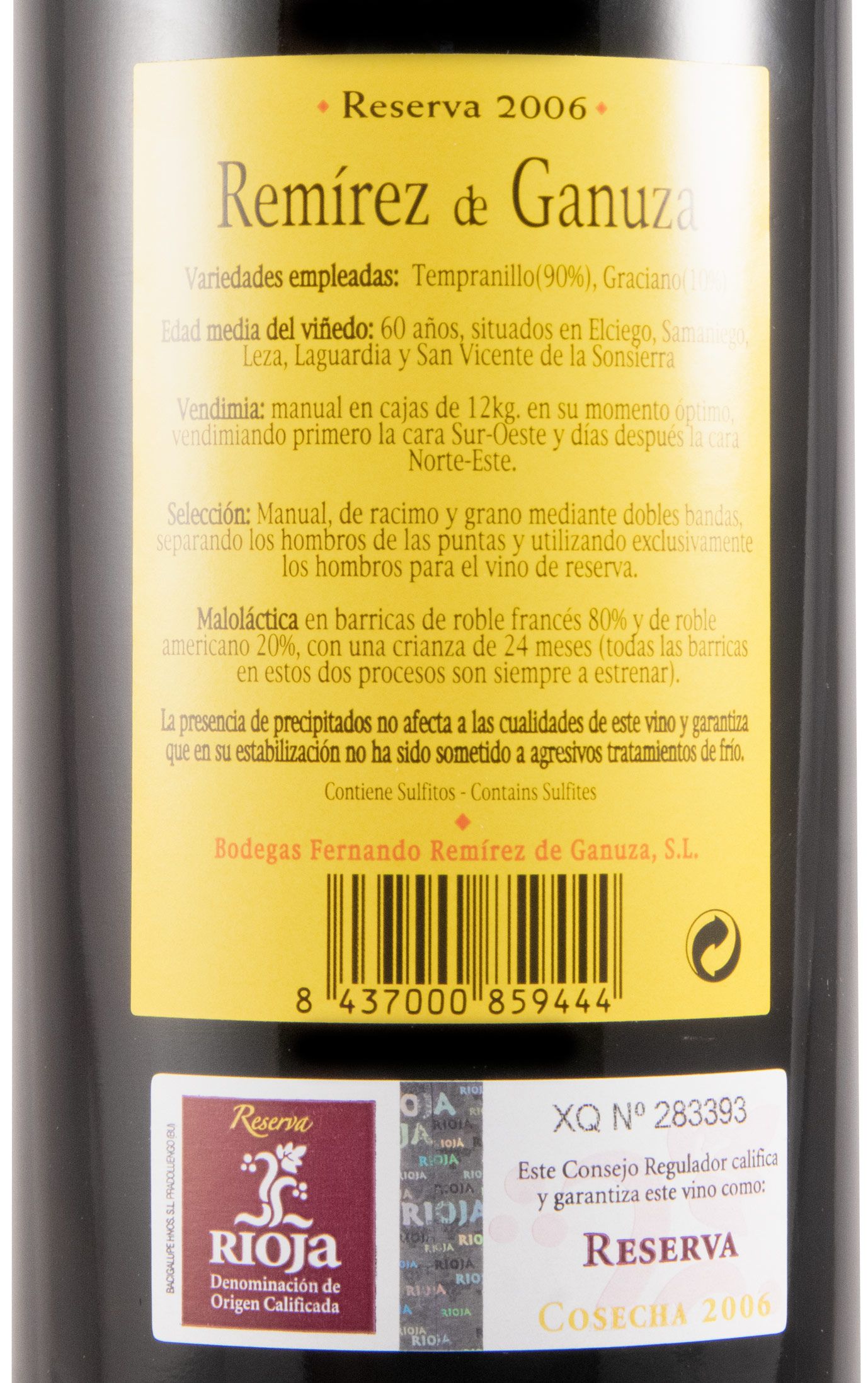 2006 Remírez de Ganuza Reserva Rioja red